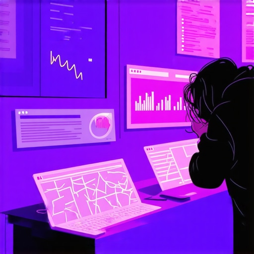 Person analyzing SEO data and website structure for local maps optimization.