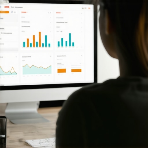 Person analyzing local SEO metrics on a computer, focusing on graphs and charts.