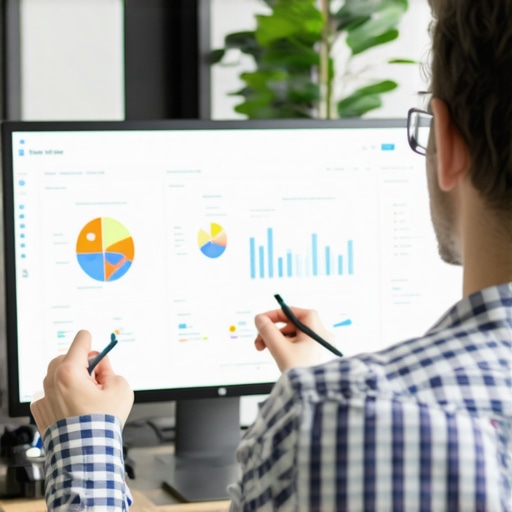 A person reviewing local SEO analytics on a laptop with charts and maps displayed.