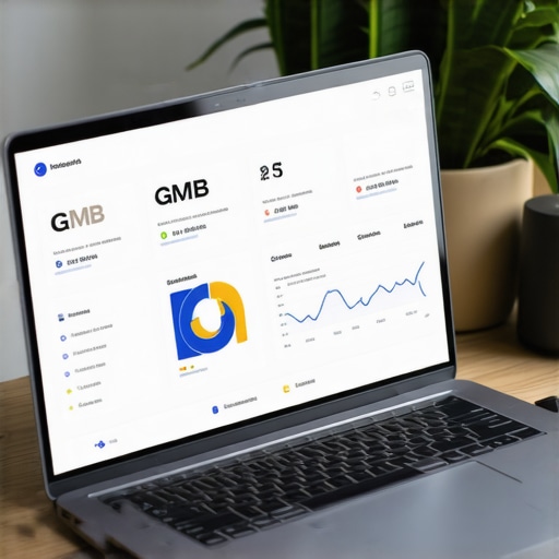 A person analyzing GMB insights on a laptop with detailed charts and graphs