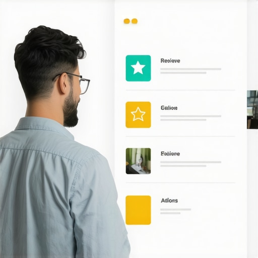 Business owner updating Google My Business profile with photos and reviews