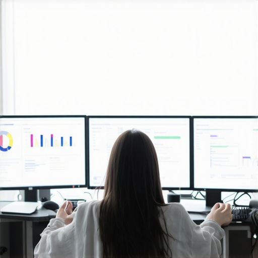 Person examining multiple screens displaying GMB tracking analytics