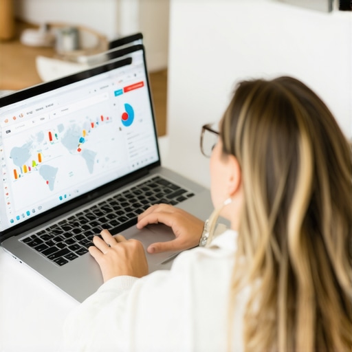 Person analyzing Google My Business data on a laptop for local SEO strategy