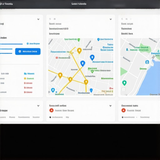 A digital dashboard showing real-time Google Maps ranking data and analytics