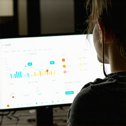 Person reviewing Google My Business insights and map ranking data on a laptop