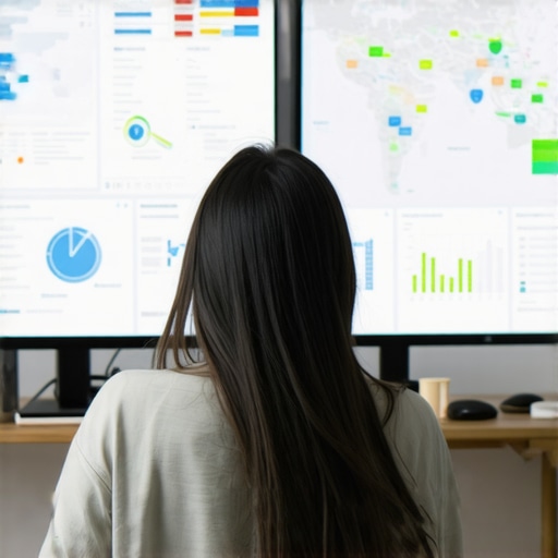 Person analyzing local SEO data with maps and charts on a computer screen.