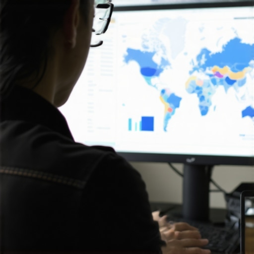 Person using digital tools to analyze local SEO data and maps rankings.