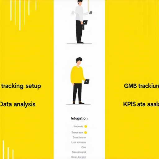 Infographic illustrating a step-by-step process to set up and optimize GMB tracking for improved local search rankings.