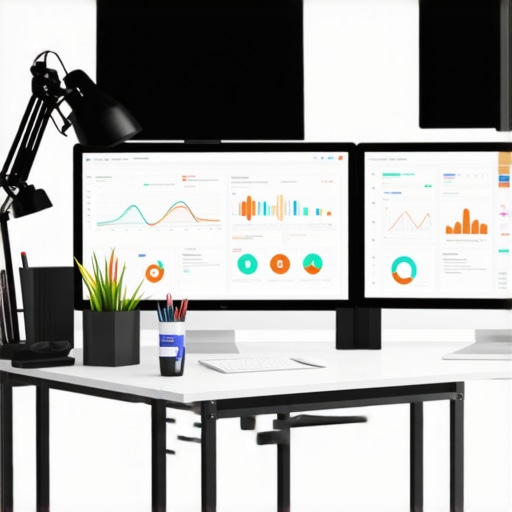 Monitoring Maps Rankings with Advanced Tools A workspace showing screens with maps and SEO analytics to illustrate tracking tools for local SEO