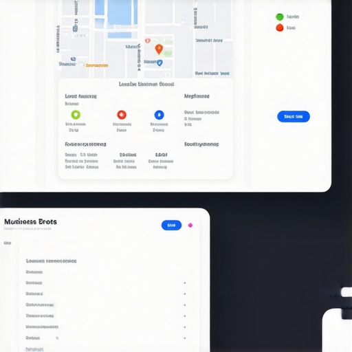 An image of a digital SEO dashboard showing local rankings, map views, and KPI analytics.