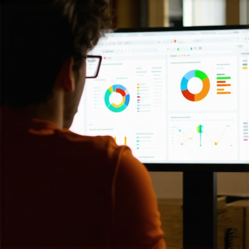 Person reviewing SEO analytics on a computer screen, focusing on Google Maps ranking metrics.