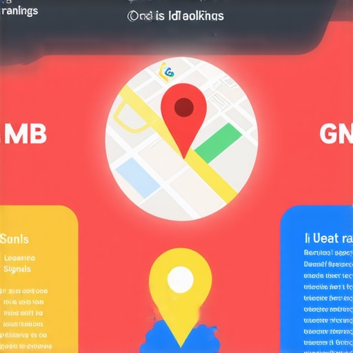 Illustration of SEO elements for local maps ranking improvements.