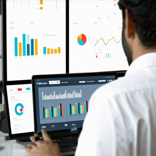A person reviewing SEO analytics on screens for local map rankings.